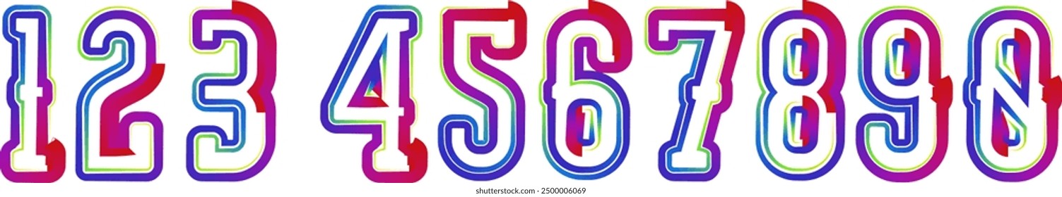 Vector set of numbers, numbers, gradient numbers