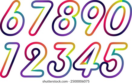 Vector set of numbers, numbers, gradient numbers