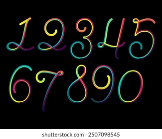Vector set of numbers, gradient color numbers, number