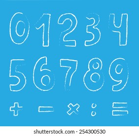 Vector set of numbers on blue