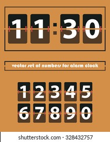 Vector set of numbers. Retro style. Retro colors. Flap type clock. Numbers set