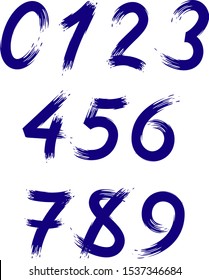 Vector set of numbers stylized as brush strokes. Eps 10