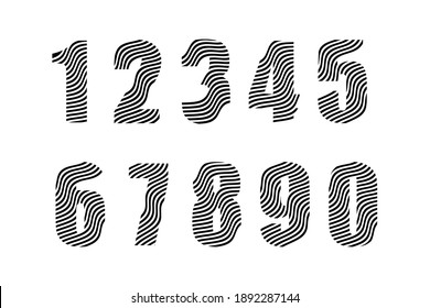 Vector set numbers wave text effect design element