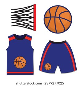 vector set of object element of basketball training and competition