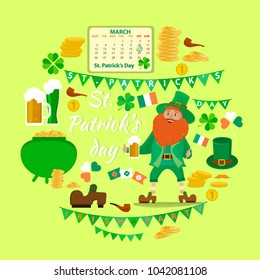 Vector set of objects dadicated to St. Patrick's Day.