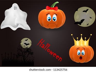 vector set of objects related to Halloween