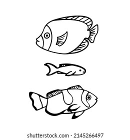 Vector set of oceanic fishes.