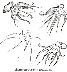 Vector Set of octopuses