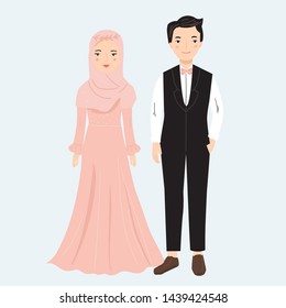vector set ofcute  bride and groom illustration - wedding couple
