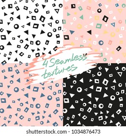Vector set ofe scandinavian seamless vector pattern background illustration with simply geometry elements.