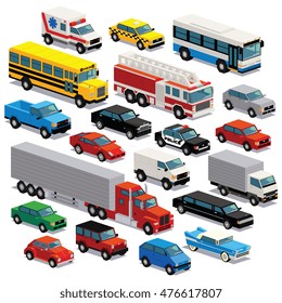 Vector Set Off Different Vehicles Illustrations Isolated