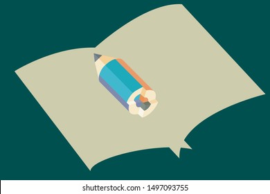 vector set of office paper and pencil, supply stationery element.