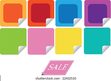 vector set of office stickers and tags