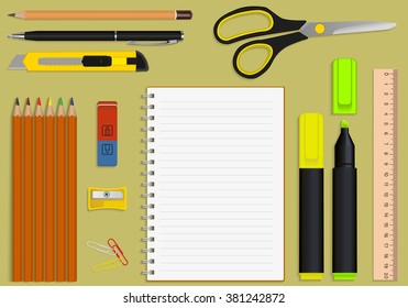 vector set office supplies