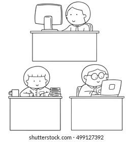 vector set of office worker