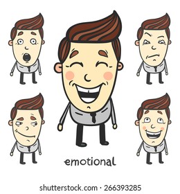 vector set of office workers with different emotions