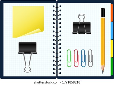 Conjunto de vectores de papelería de oficina/escuela.