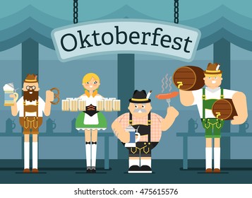 Vector set of oktoberfest characters. EPS10 vector format.