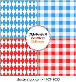 Vector set of oktoberfest seamless patterns background.