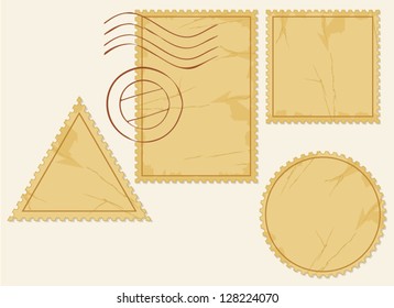 vector set of old blank postage stamps