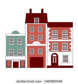 conjunto vetorial de edifícios tradicionais do inglês antigo