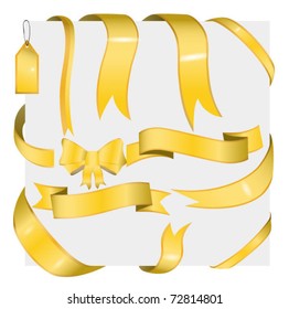 Vector set of old gold ribbons