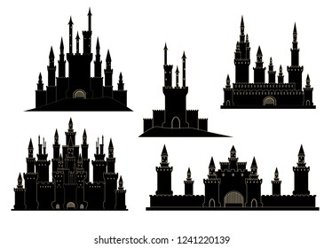 Vector set with old medieval castles
