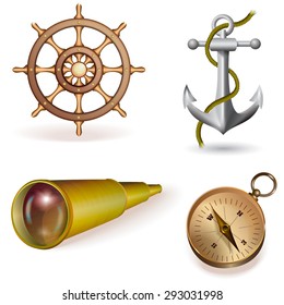 Vector set of old nautical accessories.