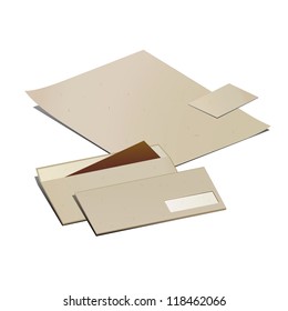 Vector set of old paper envelopment and stationery elements.