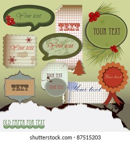 Vector set:  Old paper for text. Christmas design