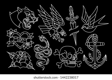 Vector Set Of Old School Tattoo Designs