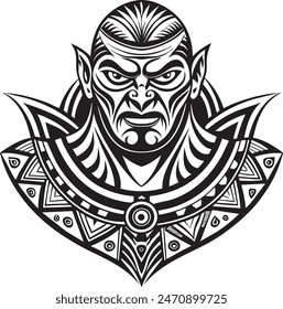 Vector Set Of Old School Tattoo maoi tribal Designs, engraving art style, vector graphic, white background, ultrafine clean vector, sharp, crisp lineart, ultra clear, isolated white background.