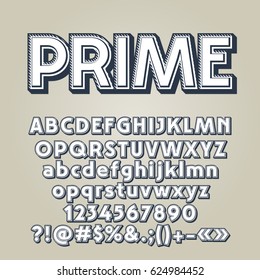 Vector set of old style letters, numbers and symbols. Contains graphic style.