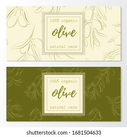 Vektorillustration mit naturkosmetischen, horizontalen Bannern auf einem Muster. Design für Kosmetik, Make-up, Schönheitssalon, natürliche und organische Produkte, Gesundheitsprodukte, Aromatherapie.