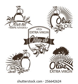 Vector set of olive oil logos, labels, emblems