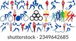 vector set of Olympic sports games and torches isolated on white background. Vector illustration