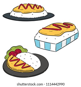 vector set of omelette rice