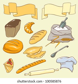 Vector set on the Bread theme. No gradient.