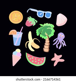 Vector set on summer and sea theme.