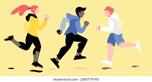 "Vector Set One Life Running Illustrations" is a collection of digital graphics in vector format that features various illustrations depicting the theme of running and a healthy, active lifestyle