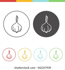Vector set of onion icons in thin line style
