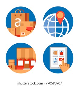 Vector set of on-line shopping and delivery icons