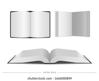 Vector set of open books isolated on a white background.
Realistic empty open books. Stock illustration.