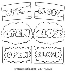 vector set of open and close sign