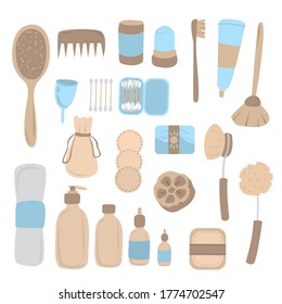 
Vector set of organic cosmetics and care products.Eco style.
