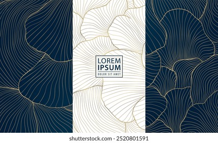 Vector set of organic line gold shapes, luxury line labels. Soap, chocolate, wine, perfume box package templates