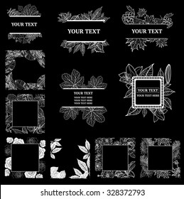 Vector set of organic natural floral frames backgrounds - design elements