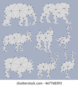 vector set of origami animal silhouettes