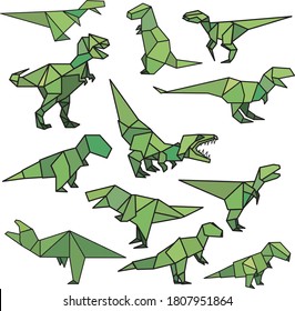 Vector set of origami animals: dinosaurs svg