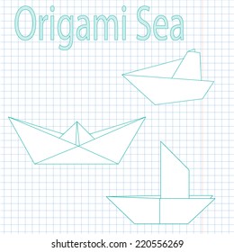 Vector set with origami boats